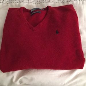 Dark red wool polo sweater